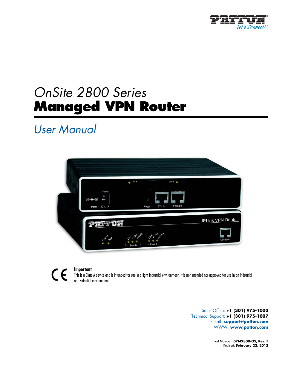 Patton electronic ONSITE 2800 User Manual | 135 pages