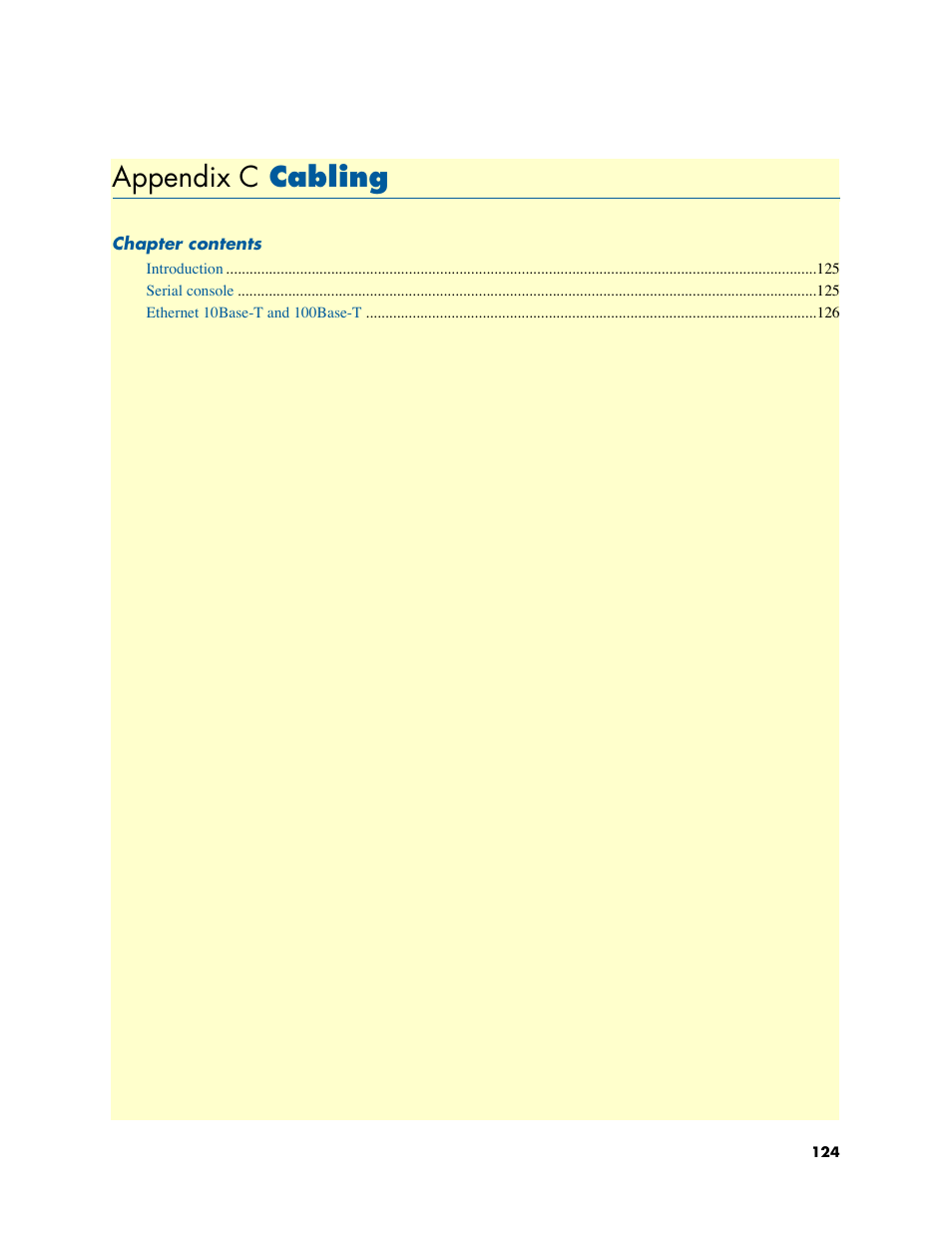 Appendix c cabling, Cabling, Appendix c | Patton electronic ONSITE 2800 User Manual | Page 124 / 135