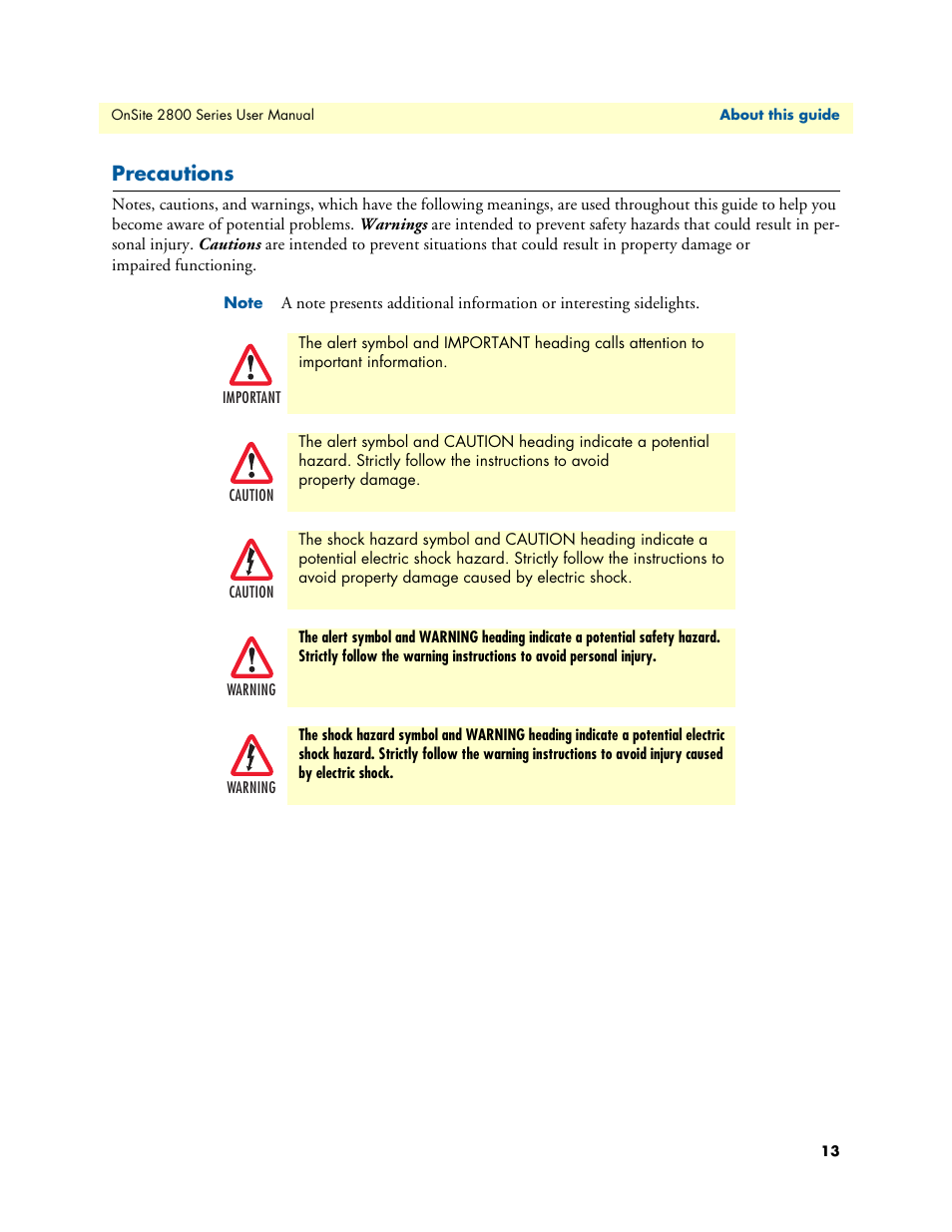 Precautions | Patton electronic ONSITE 2800 User Manual | Page 13 / 135