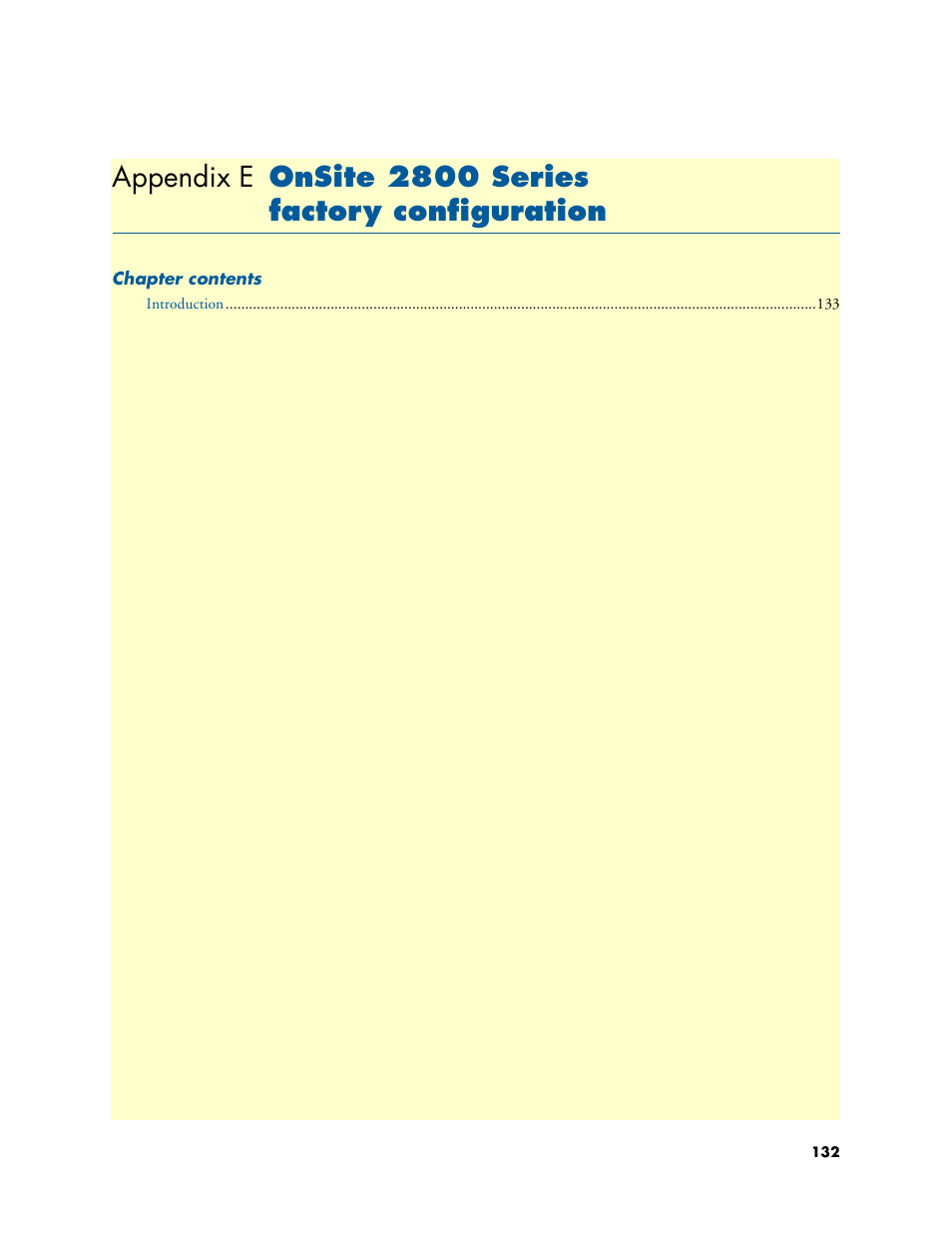 Onsite 2800 series factory configuration, Appendix e | Patton electronic ONSITE 2800 User Manual | Page 132 / 135