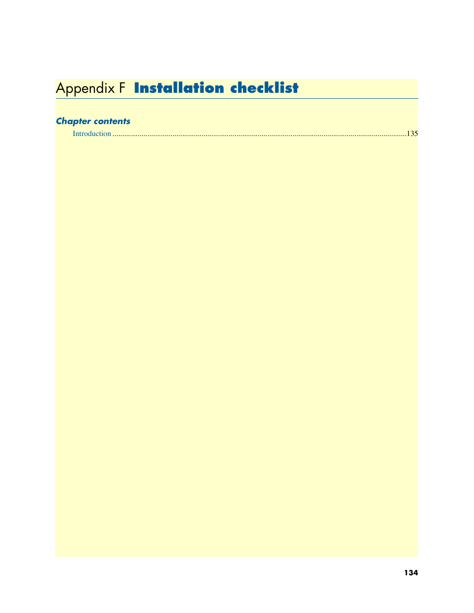 Appendix f installation checklist, Installation checklist, Appendix f | Patton electronic ONSITE 2800 User Manual | Page 134 / 135