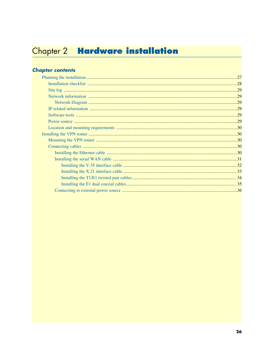 Chapter 2 hardware installation, Hardware installation, Chapter 2 | Patton electronic ONSITE 2800 User Manual | Page 26 / 135