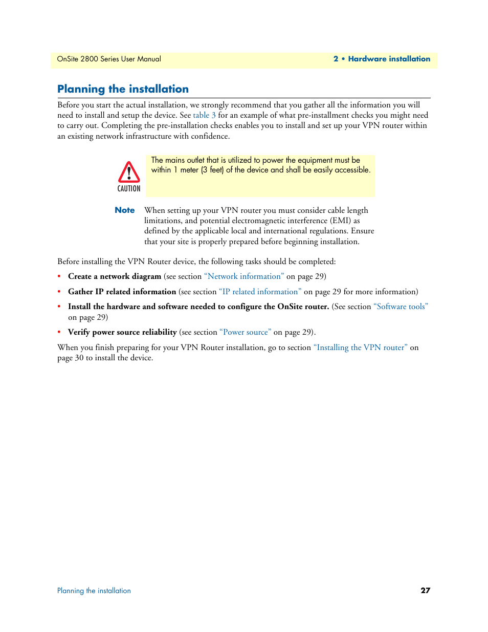 Planning the installation | Patton electronic ONSITE 2800 User Manual | Page 27 / 135