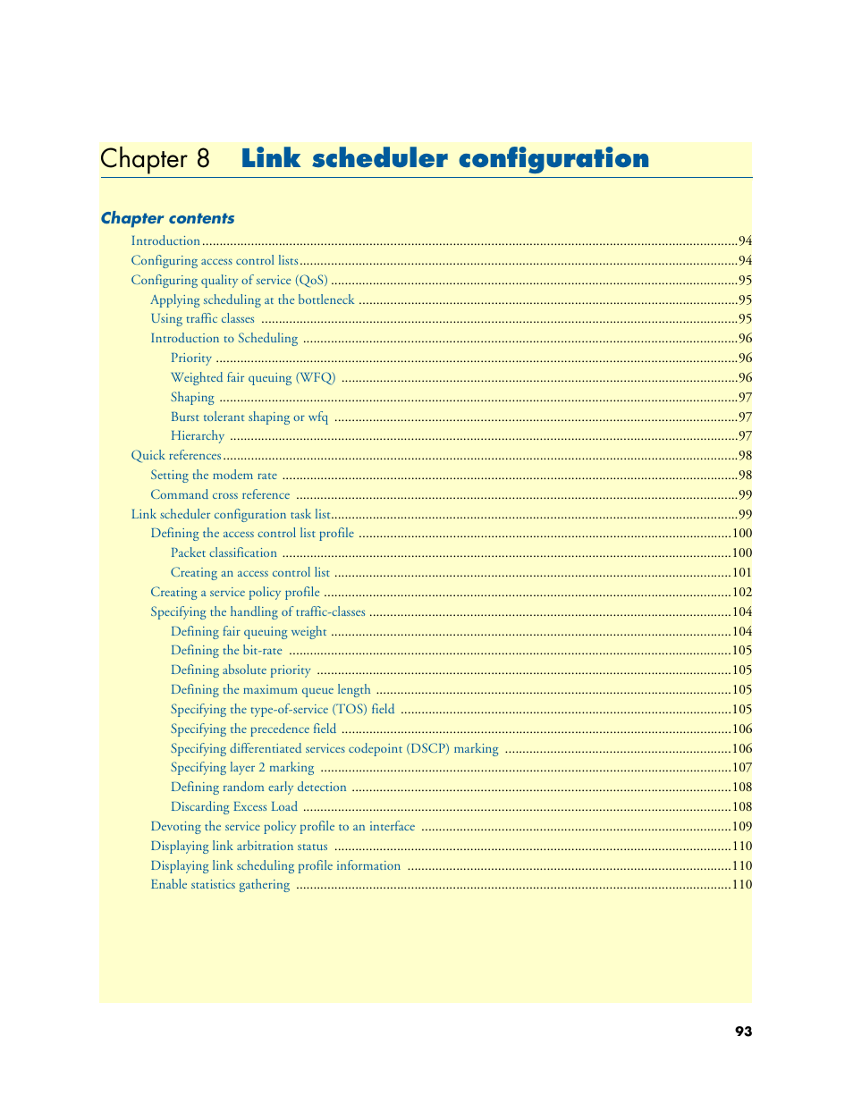 Chapter 8 link scheduler configuration, Link scheduler configuration, Chapter 8 | Link scheduler, Configuration | Patton electronic ONSITE 2800 User Manual | Page 93 / 135