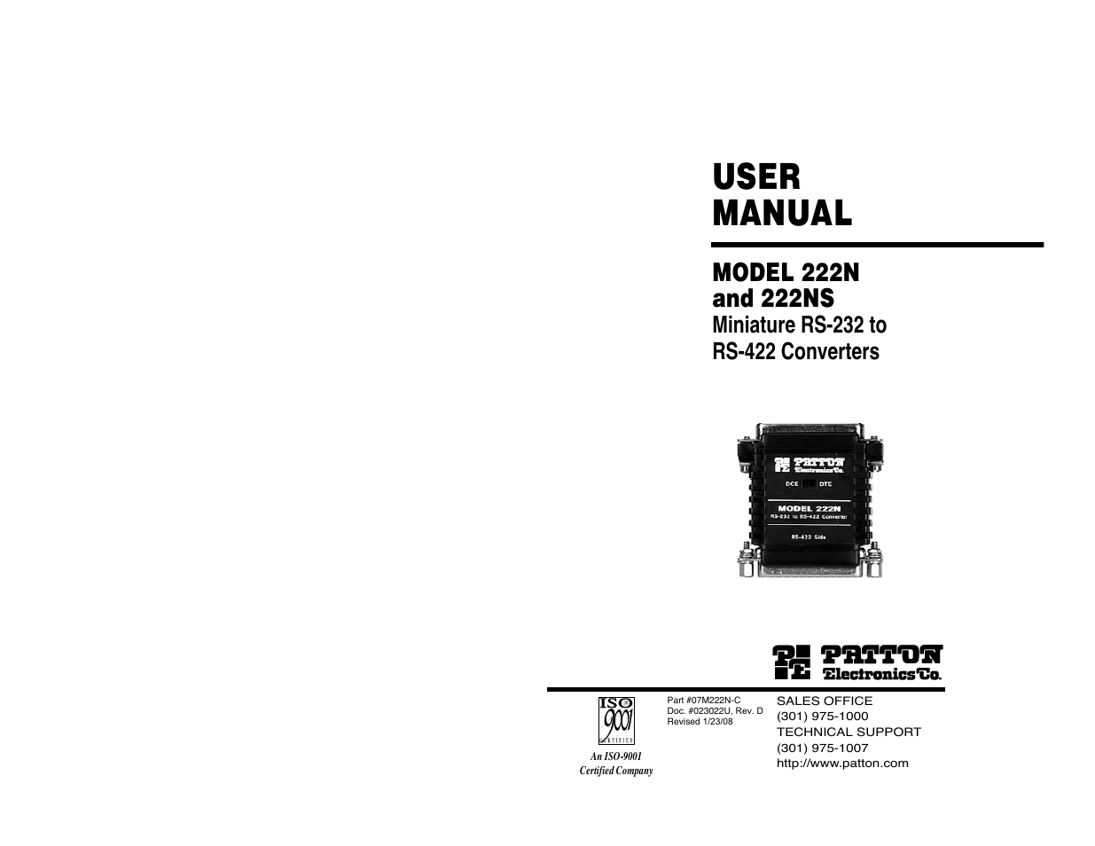 Patton electronic 222N User Manual | 20 pages
