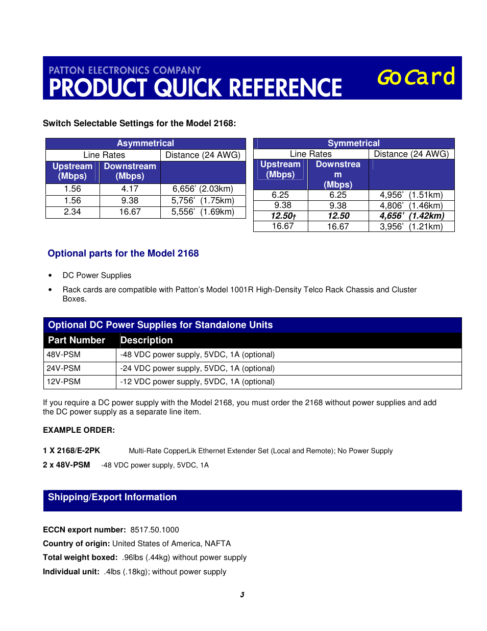 Patton electronic 2168 User Manual | Page 3 / 5