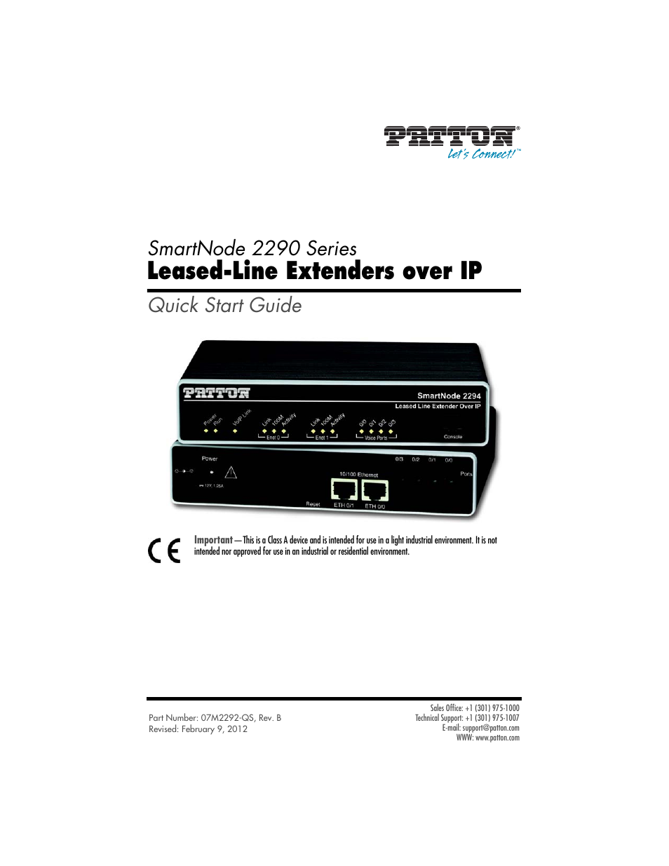 Patton electronic SmartNode 2292 User Manual | 12 pages