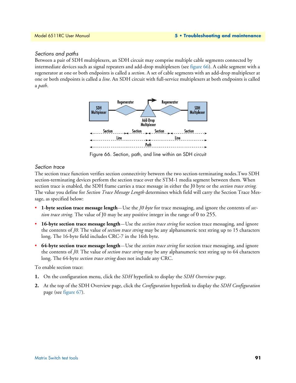 Sections and paths, Section trace | Patton electronic 6511RC User Manual | Page 91 / 104