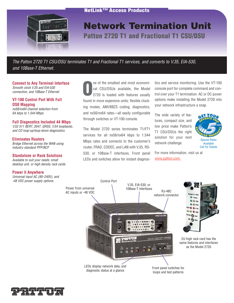 Patton electronic NetLink 2720 T1 User Manual | 2 pages
