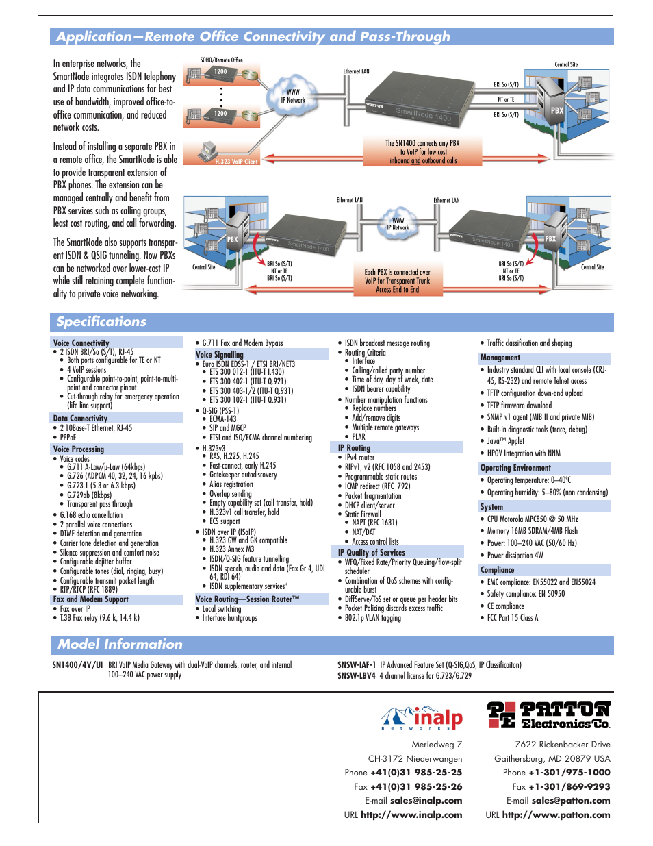 Patton electronic 1400 Series User Manual | Page 2 / 2