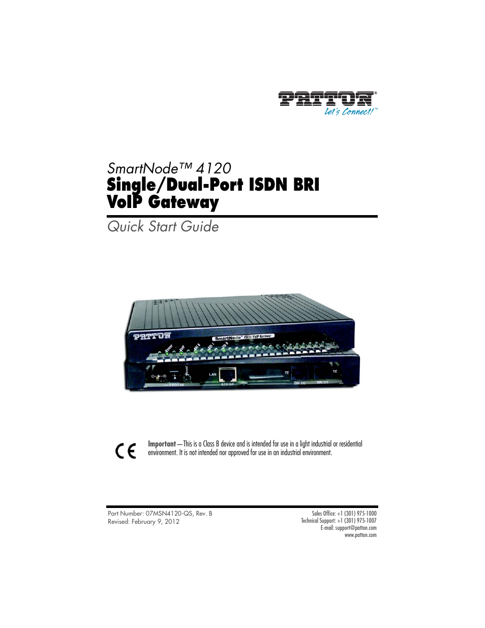 Patton electronic SMARTNODE 4120 User Manual | 8 pages