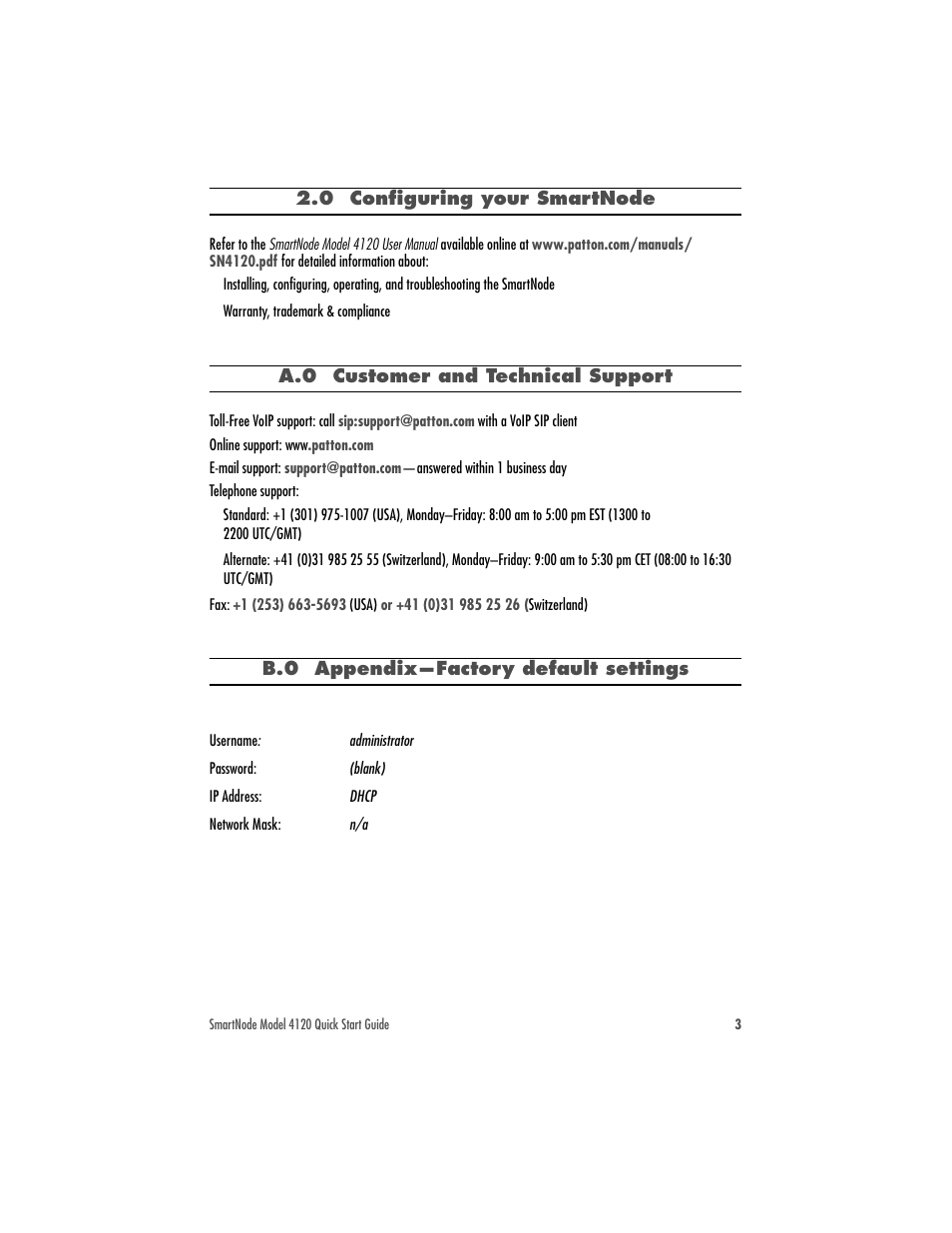 0 configuring your smartnode | Patton electronic SMARTNODE 4120 User Manual | Page 3 / 8