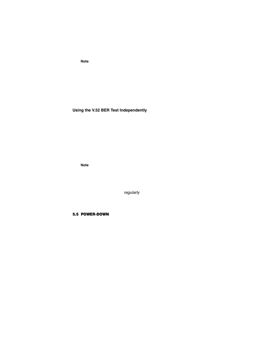 Using the v.52 ber test independently, 5 power-down, Power-down | Patton electronic 1080A-64 User Manual | Page 26 / 32