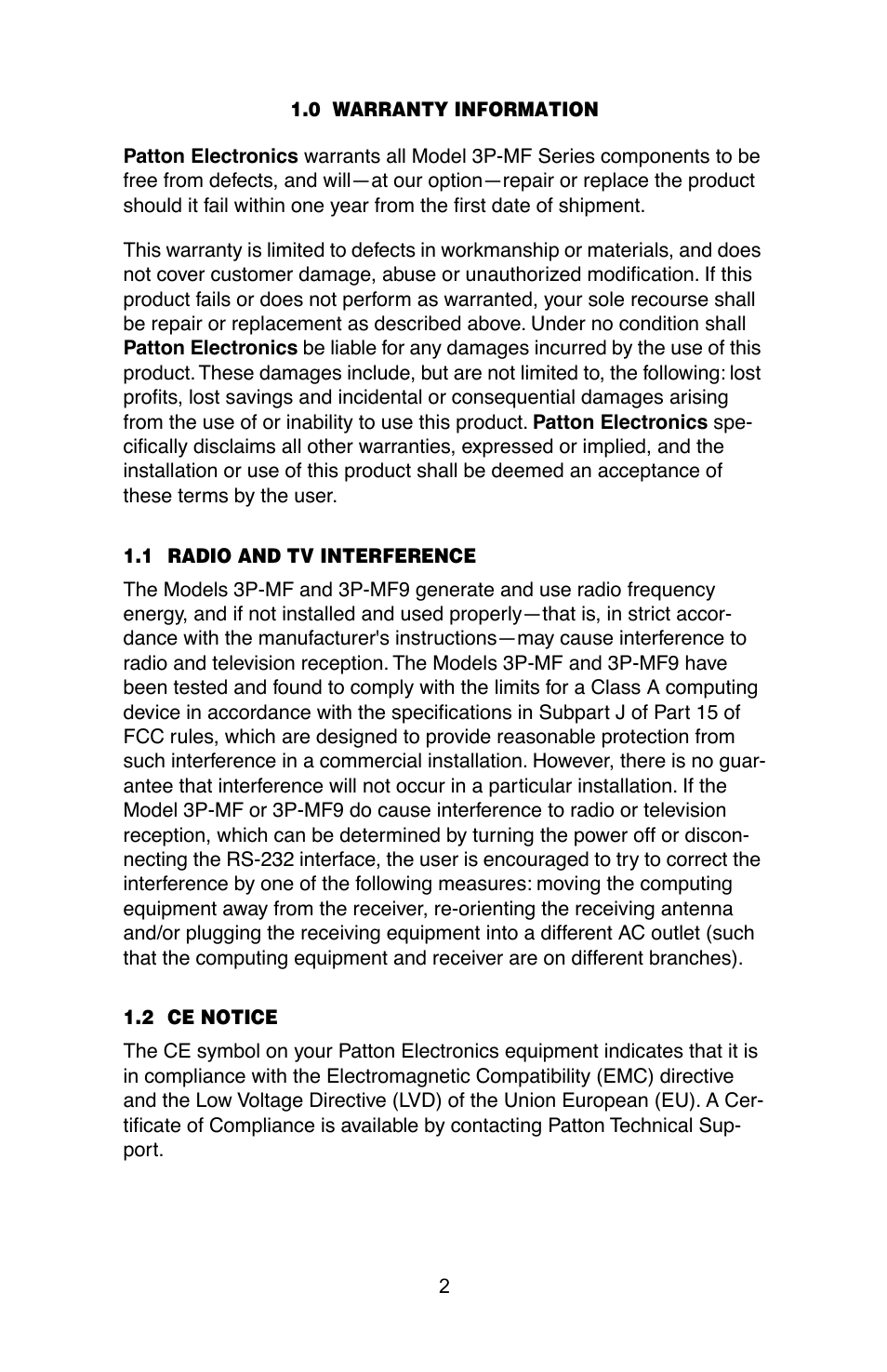 Patton electronic 3P-MF9 User Manual | Page 3 / 12