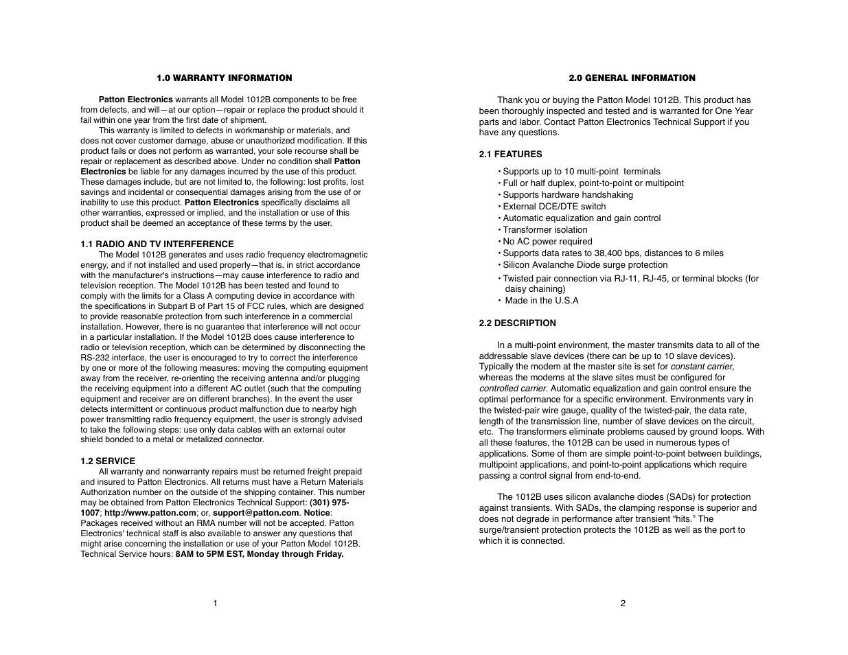 Patton electronic 1012B User Manual | Page 3 / 16