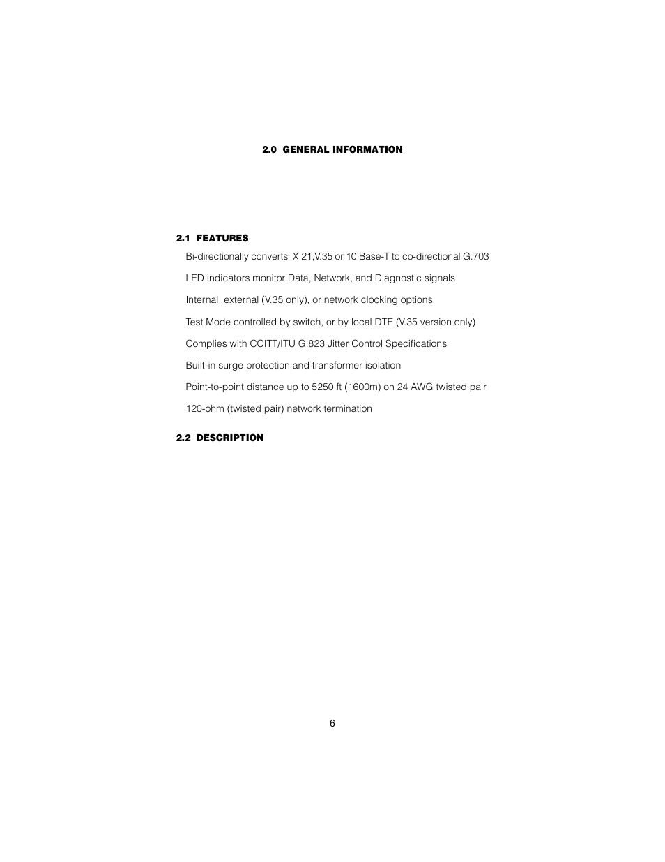 0 general information, 1 features, 2 description | General information, Features, Description | Patton electronic 2073RC User Manual | Page 6 / 28
