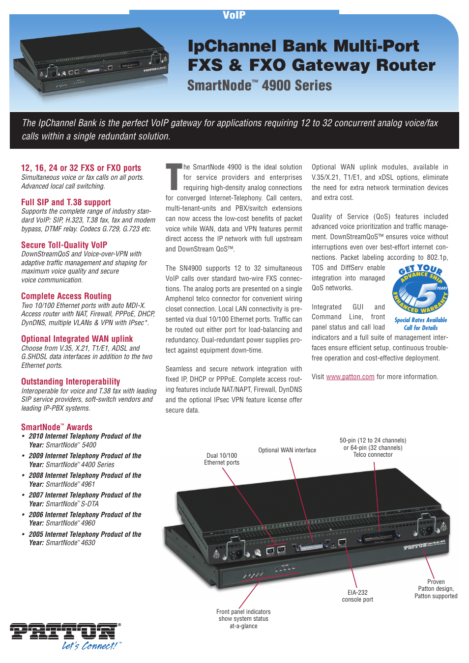 Patton electronic 4900 Series User Manual | 2 pages