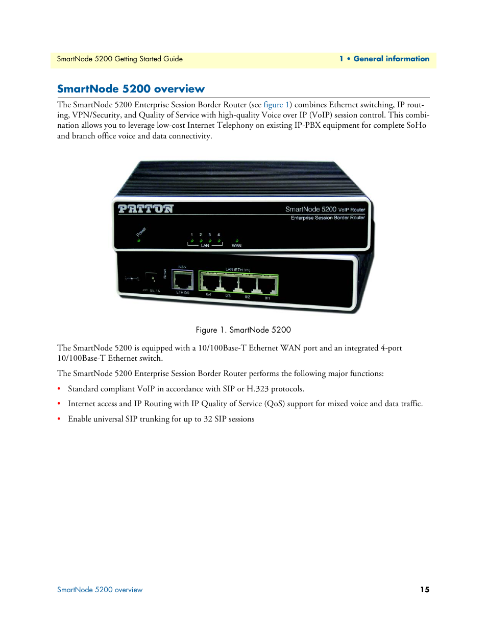 Smartnode 5200 overview, Smartnode 5200 | Patton electronic SmartNode 5200 User Manual | Page 15 / 50