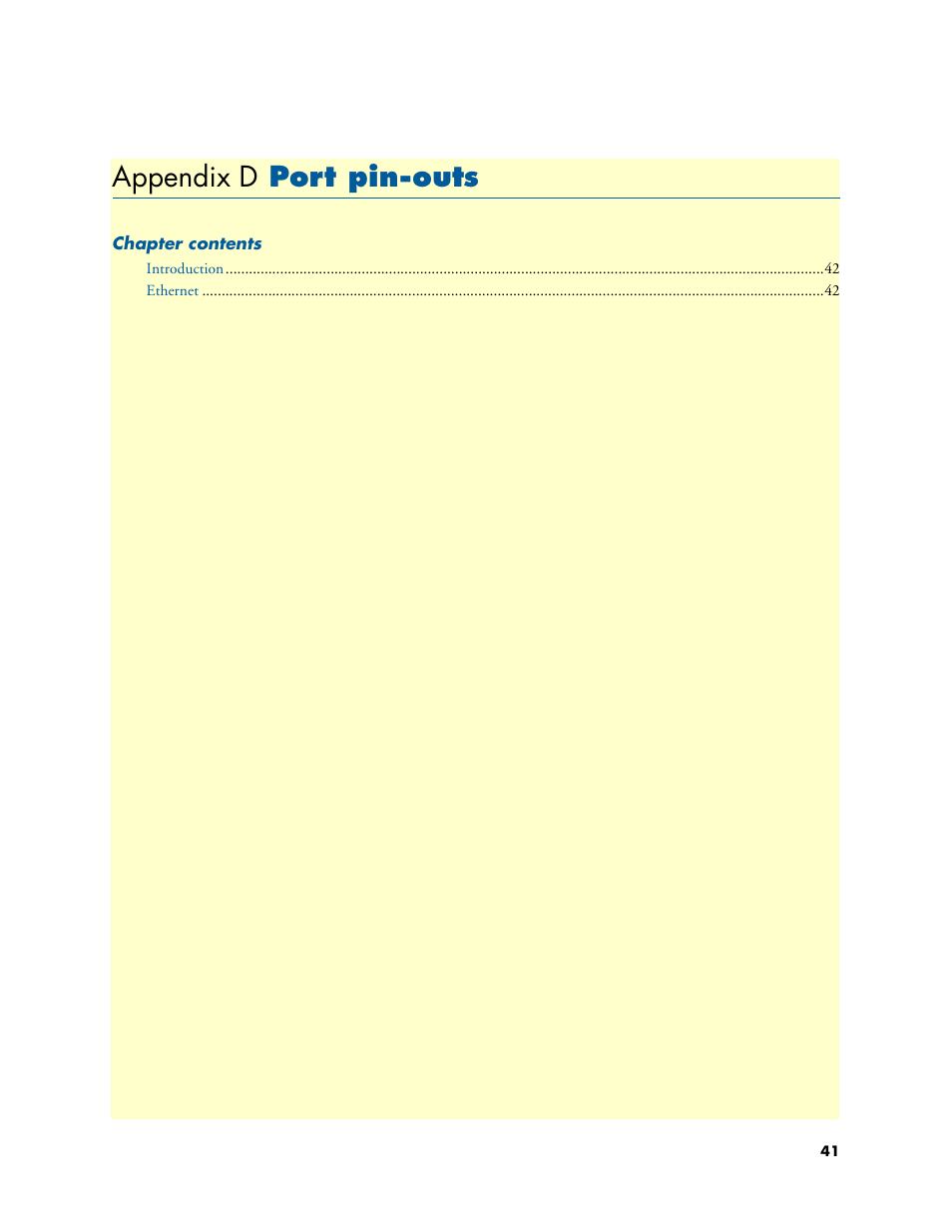 Appendix d port pin-outs, Port pin-outs, Appendix d | Appendix, D, “port pin-outs | Patton electronic SmartNode 5200 User Manual | Page 41 / 50