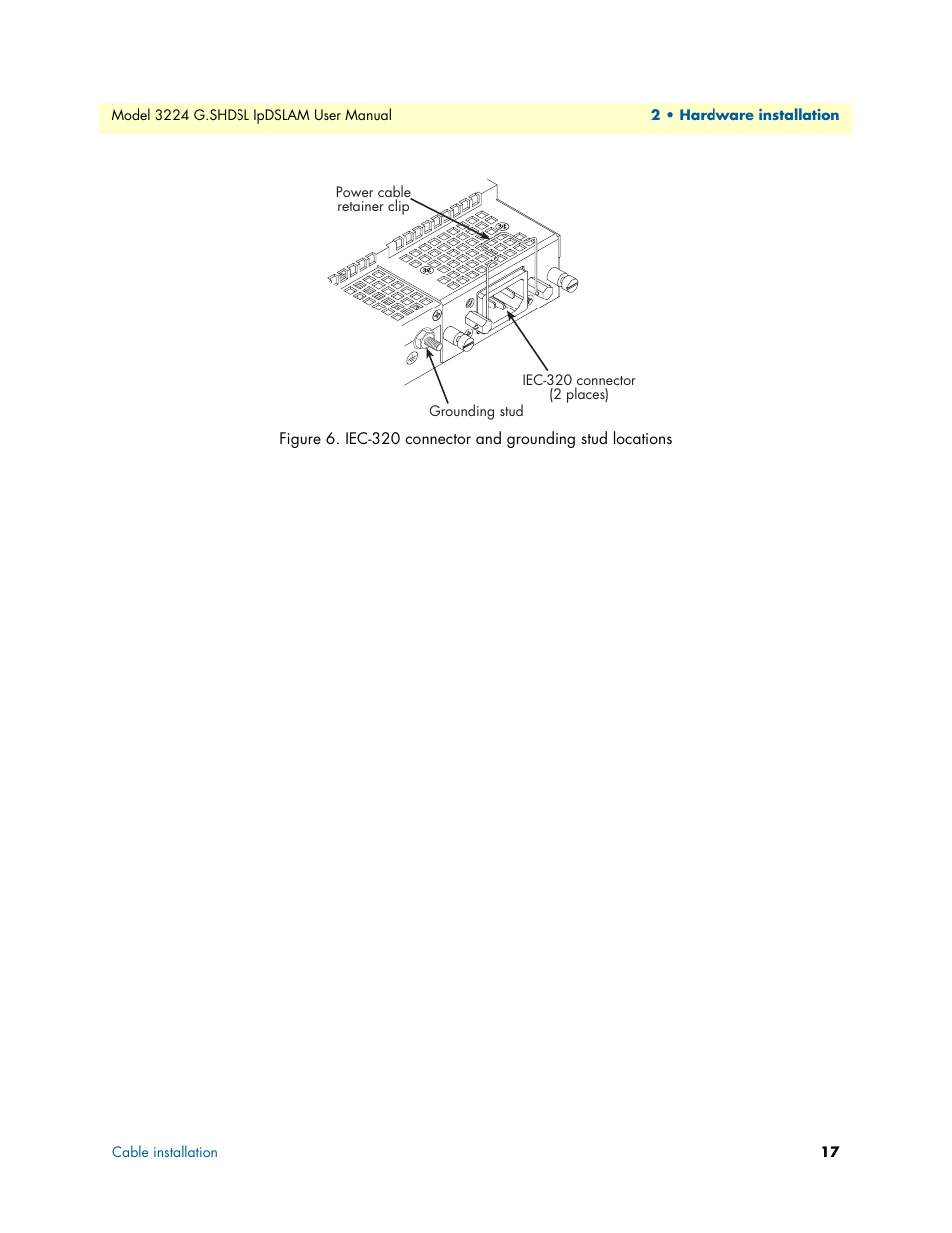 Iec-320 connector and grounding stud locations | Patton electronic 3224 User Manual | Page 24 / 52