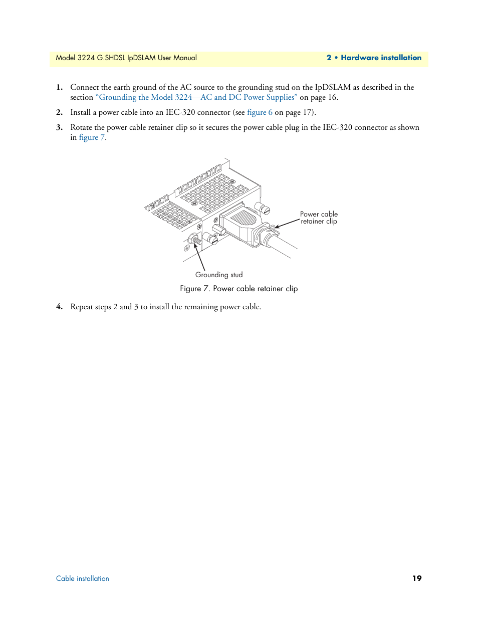 Power cable retainer clip | Patton electronic 3224 User Manual | Page 26 / 52
