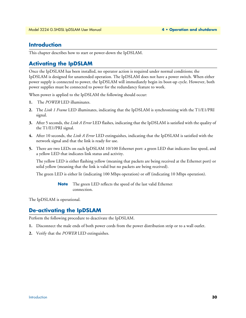 Introduction, Activating the ipdslam, De-activating the ipdslam | Patton electronic 3224 User Manual | Page 37 / 52