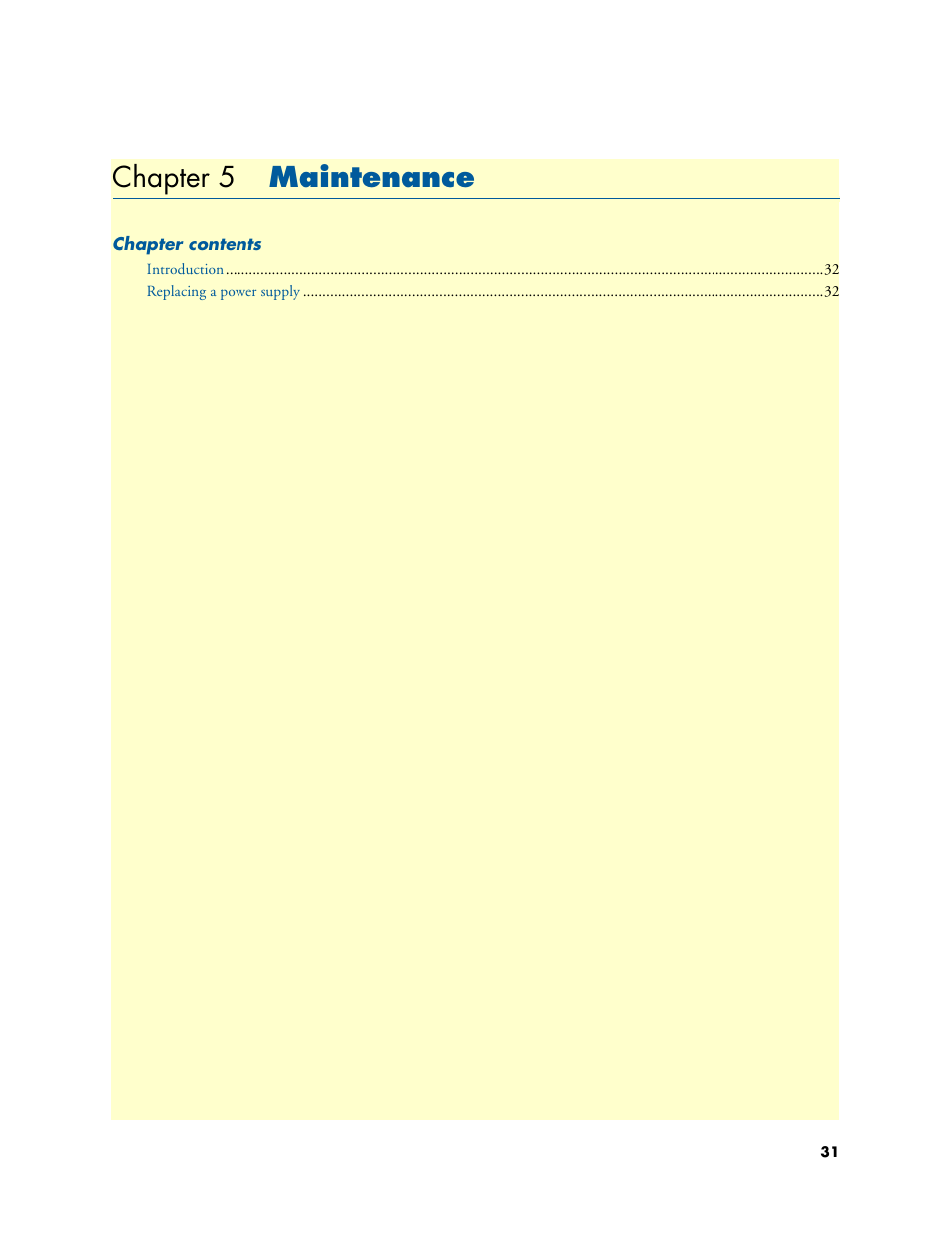 Chapter 5 maintenance, Maintenance, Chapter 5 | Main, Tenance | Patton electronic 3224 User Manual | Page 38 / 52