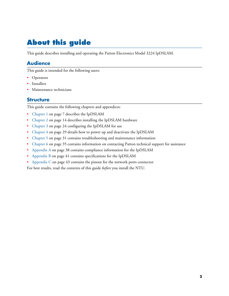 About this guide, Audience, Structure | Patton electronic 3224 User Manual | Page 9 / 52