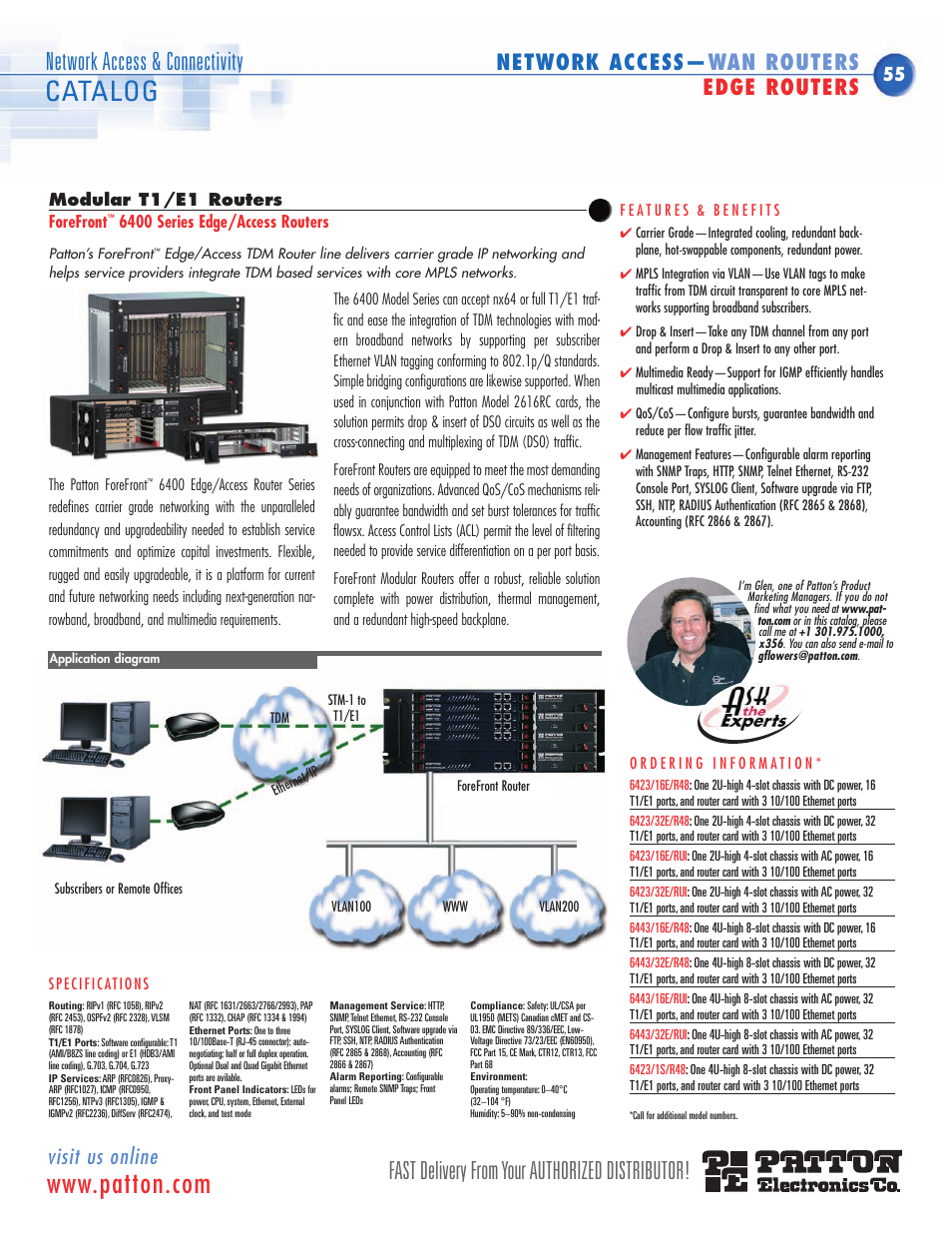 Up to 11, Up to 128 t1/e1 ports, Modular t1/e1 edge router | Modular t1/e1, Edge router, Catalog, Fast delivery from your authorized distributor, Network access & connectivity, Visit us online, Network access— wan routers edge routers | Patton electronic ACC-S02 User Manual | Page 16 / 16