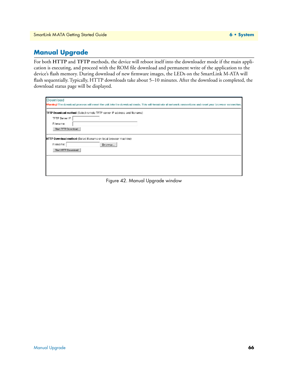 Manual upgrade, Manual upgrade window | Patton electronic Patton SmartLink M-ATA User Manual | Page 66 / 86