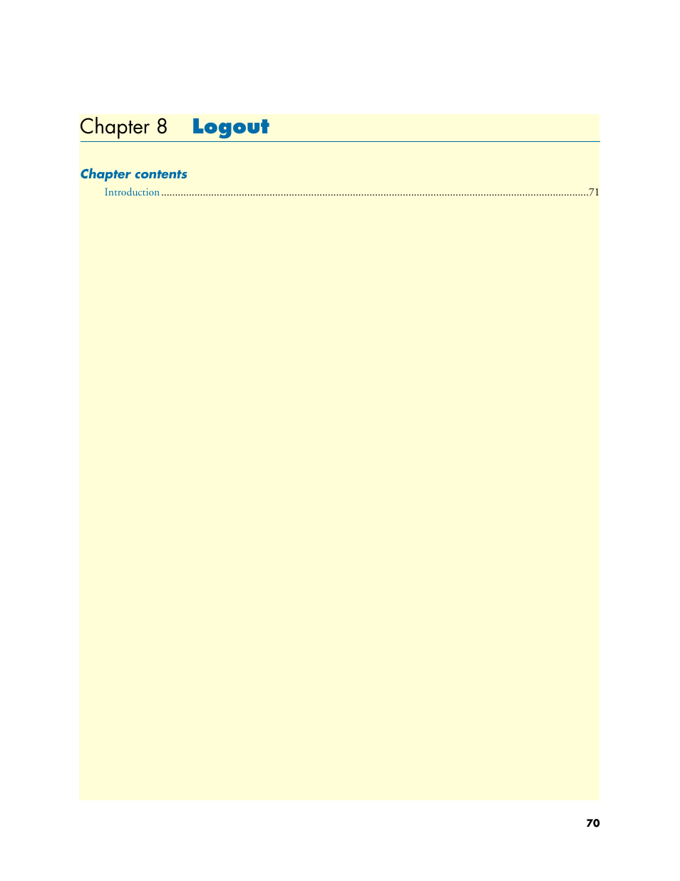 Chapter 8 logout, Logout, Chapter 8 | Patton electronic Patton SmartLink M-ATA User Manual | Page 70 / 86