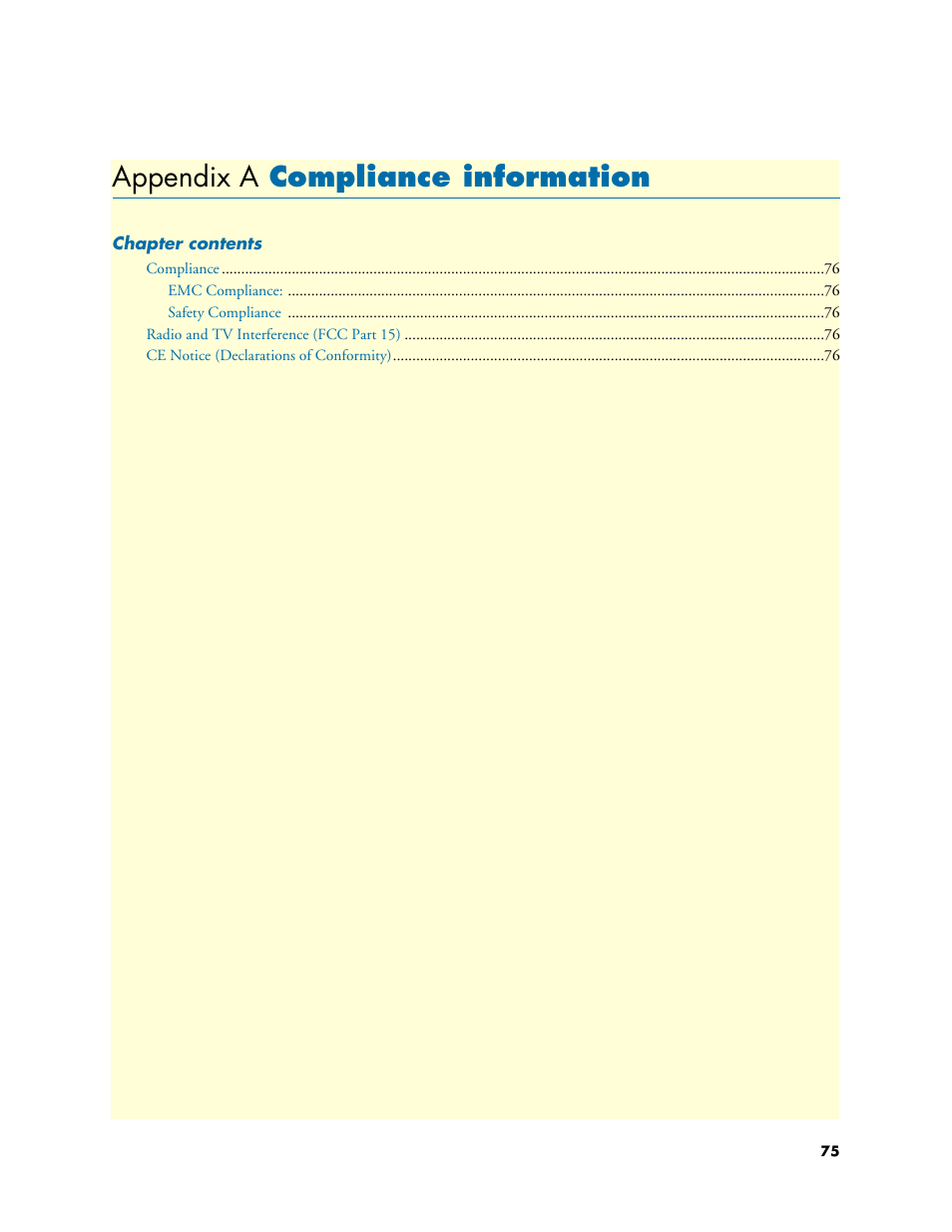 Appendix a compliance information, Compliance information, Appendix a | Patton electronic Patton SmartLink M-ATA User Manual | Page 75 / 86