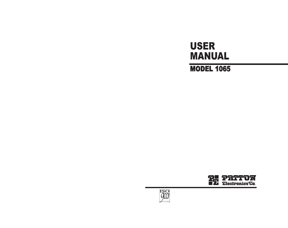 Patton electronic Model 1065 User Manual | 13 pages