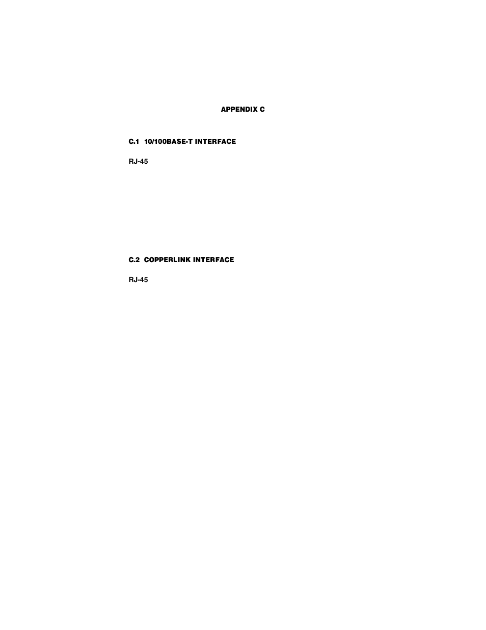 C.1 10/100base-t interface, Rj-45, C.2 copperlink interface | Model 2151 series interface pin assignment, 10/100base-t interface, Copperlink interface | Patton electronic COPPERLINK 2151 User Manual | Page 18 / 20