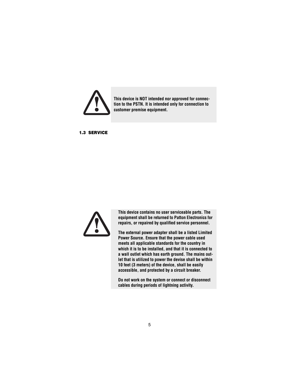 3 service, Service | Patton electronic 1058 User Manual | Page 5 / 27