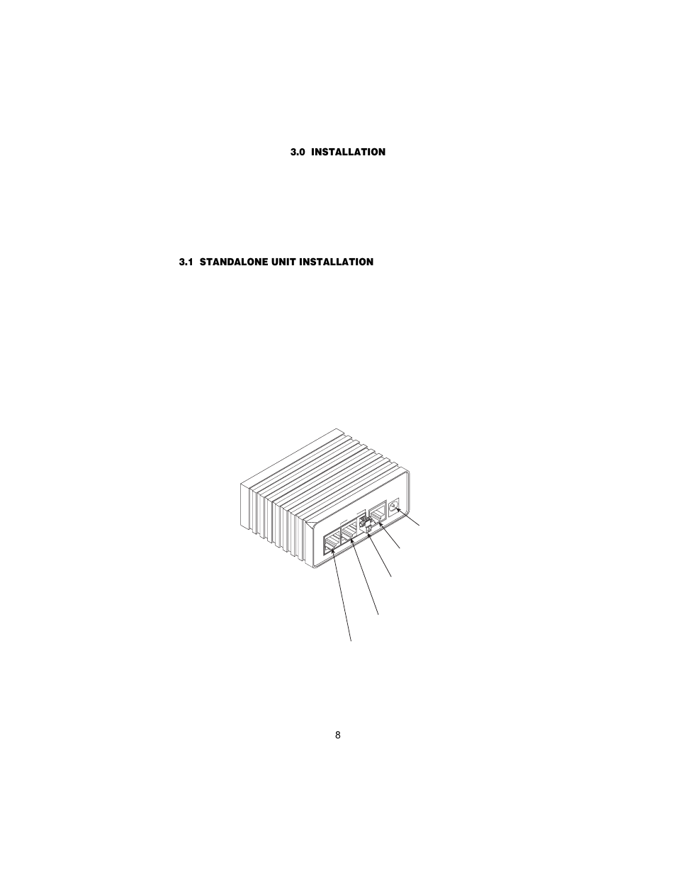 0 installation, 1 standalone unit installation, Installation | Standalone unit installation | Patton electronic 1058 User Manual | Page 8 / 27