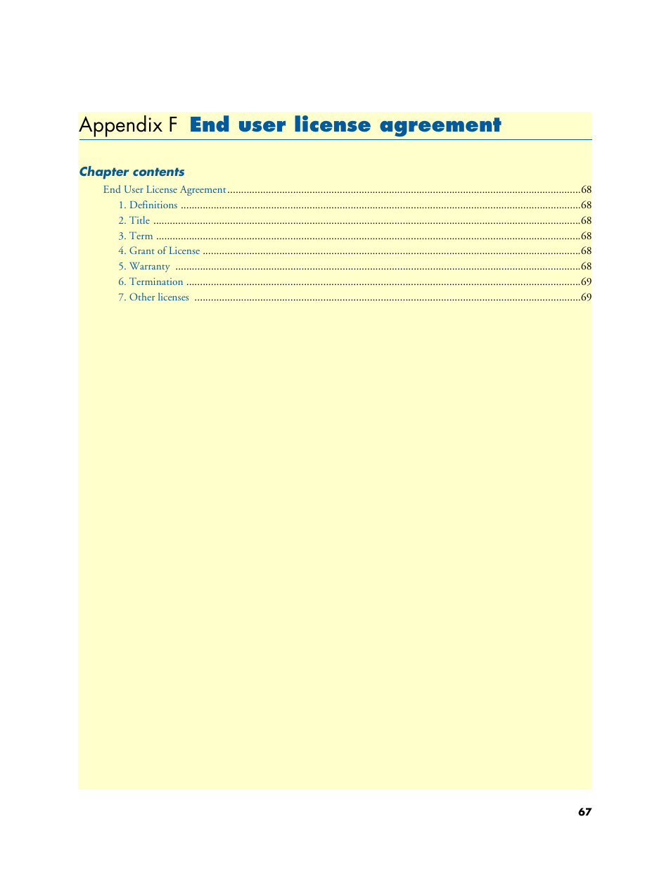 Appendix f end user license agreement, End user license agreement, Appendix f | Patton electronic Patton SmartNode 4960 Series User Manual | Page 66 / 68