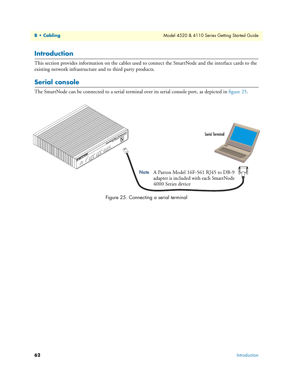 Introduction, Serial console | Patton electronic 4110 User Manual | Page 62 / 66