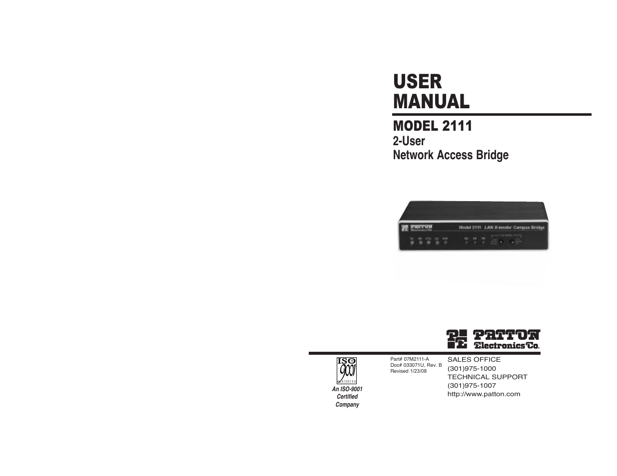 Patton electronic 2111 User Manual | 20 pages