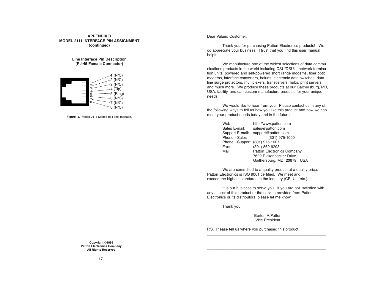 Patton electronic 2111 User Manual | Page 20 / 20