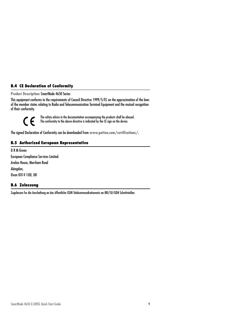 Patton electronic SmartNode 4650 User Manual | Page 9 / 12