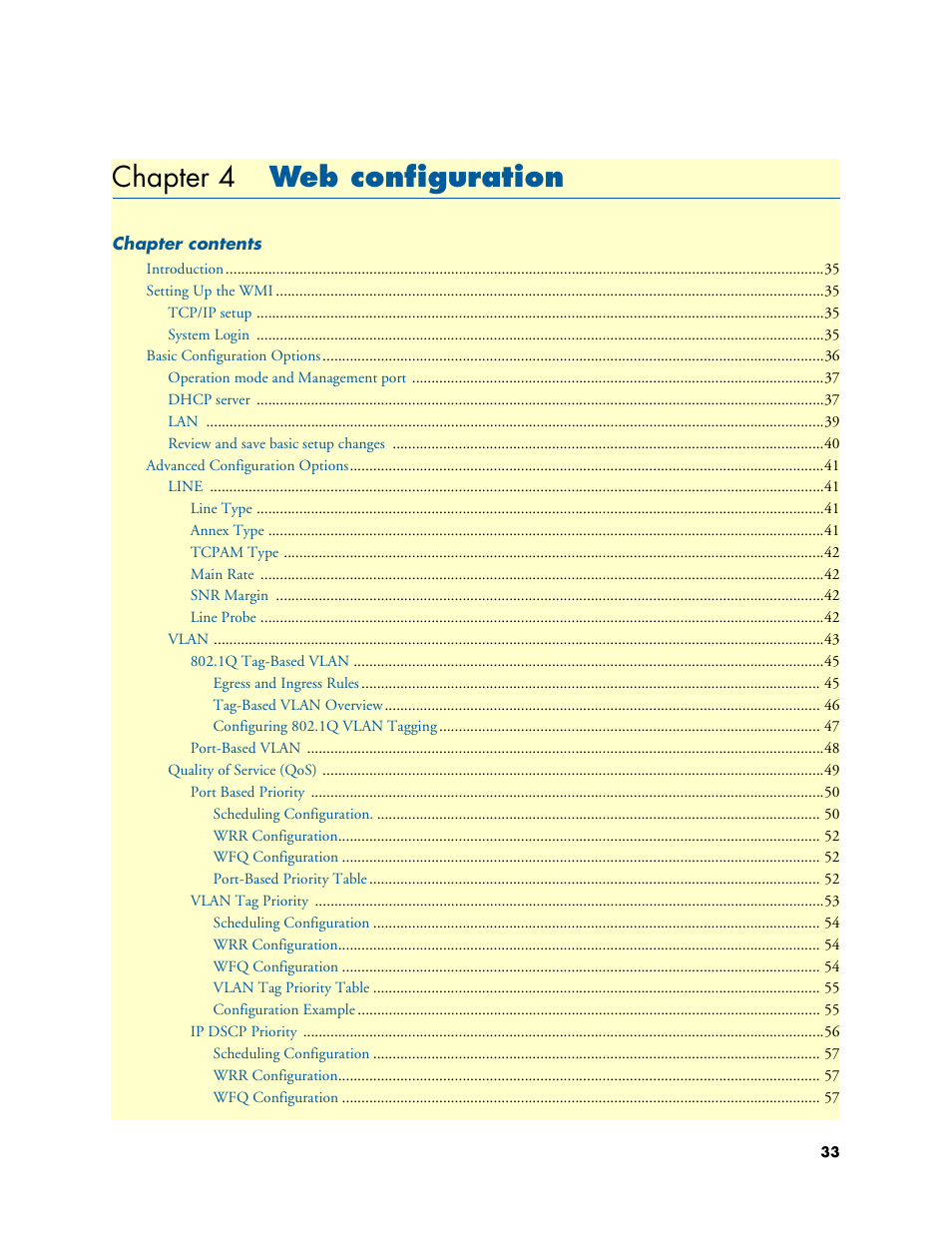 Chapter 4 web configuration, Web configuration, Chapter 4 | Patton electronic COPPERLINK 2160 User Manual | Page 33 / 113