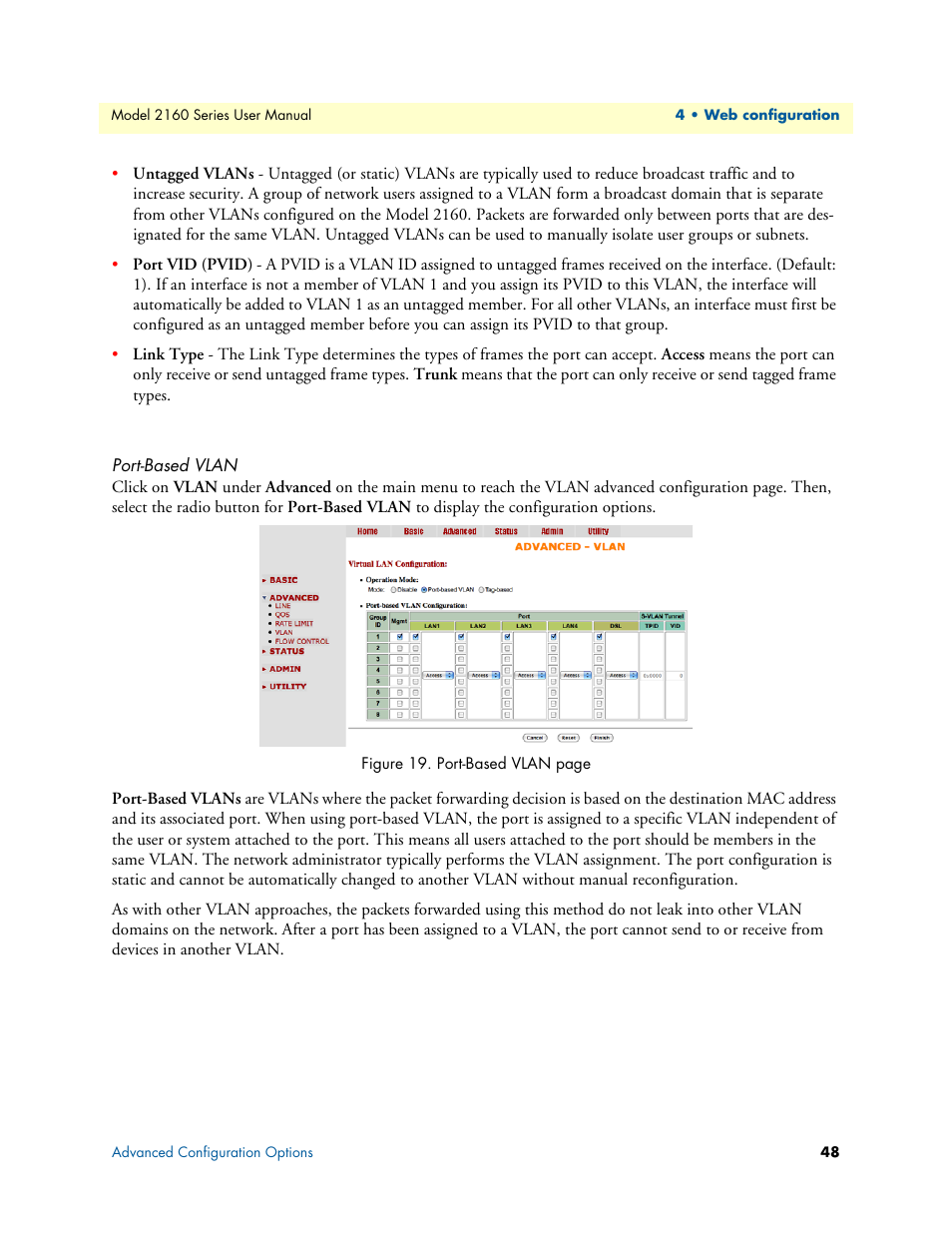 Port-based vlan | Patton electronic COPPERLINK 2160 User Manual | Page 48 / 113