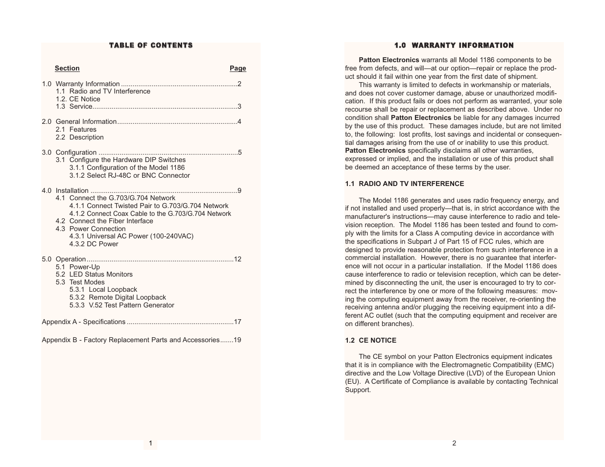 Patton electronic 1186 User Manual | Page 2 / 11