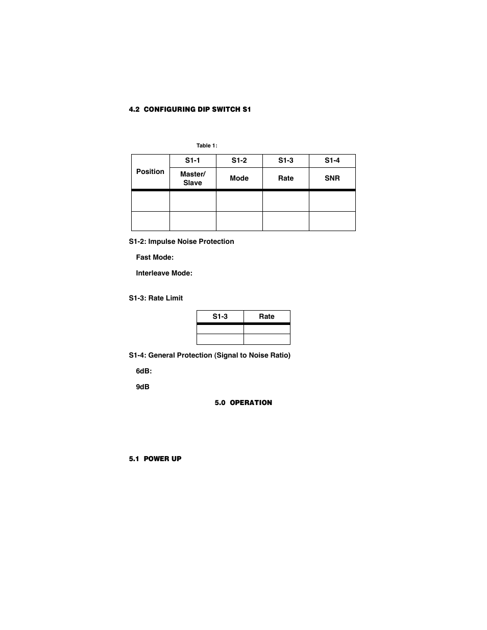 2 configuring dip switch s1, 0 operation, 1 power up | Configuring dip switch s1, Operation, Power up | Patton electronic 2173R User Manual | Page 14 / 20