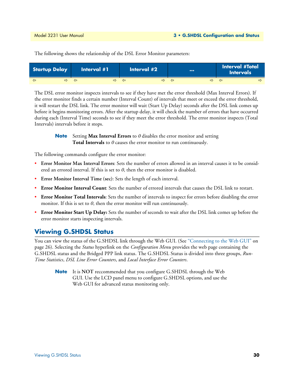 Viewing g.shdsl status | Patton electronic 3231 User Manual | Page 30 / 58