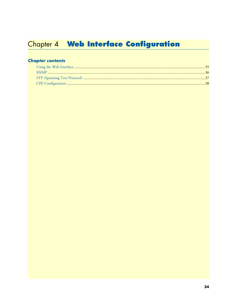 Chapter 4 web interface configuration, Web interface configuration, Chapter 4 | Ter 4 | Patton electronic 3231 User Manual | Page 34 / 58
