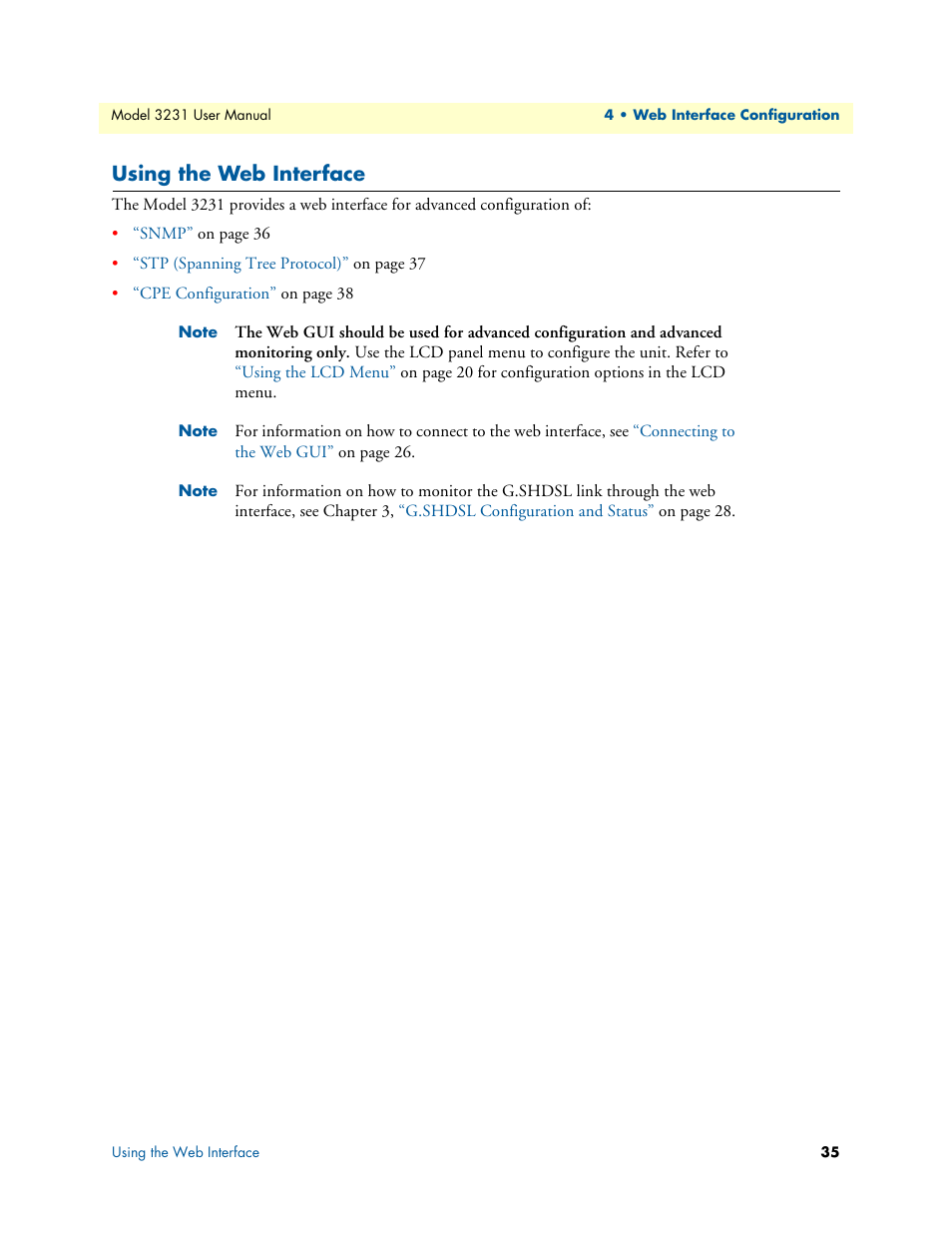 Using the web interface | Patton electronic 3231 User Manual | Page 35 / 58