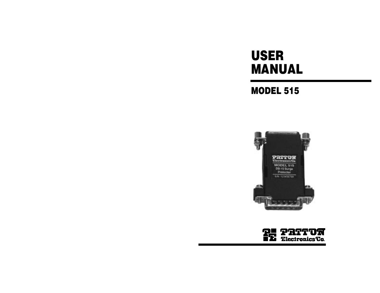 Patton electronic 515 DB-15 User Manual | 4 pages