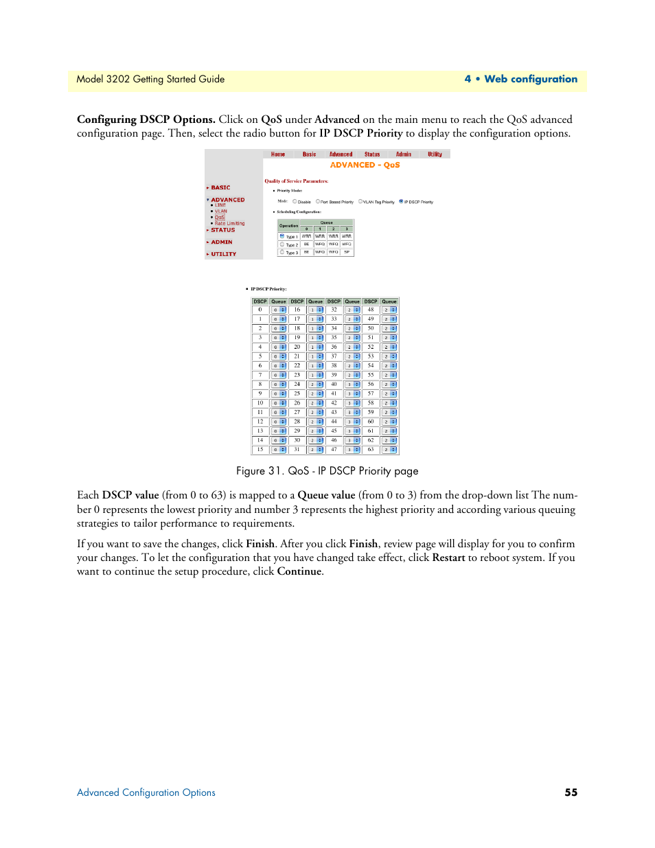 Configuring dscp options | Patton electronic RocketLink 3202 User Manual | Page 55 / 107
